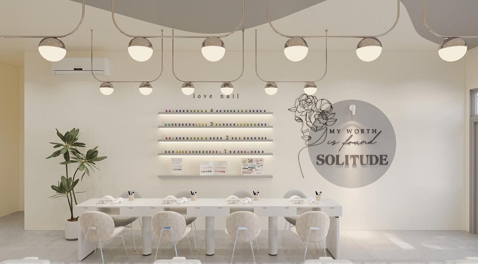 Interior of Solitude Nail Salon Sussex in Sussex, New Brunswick, CA, showcasing a modern, elegant design.