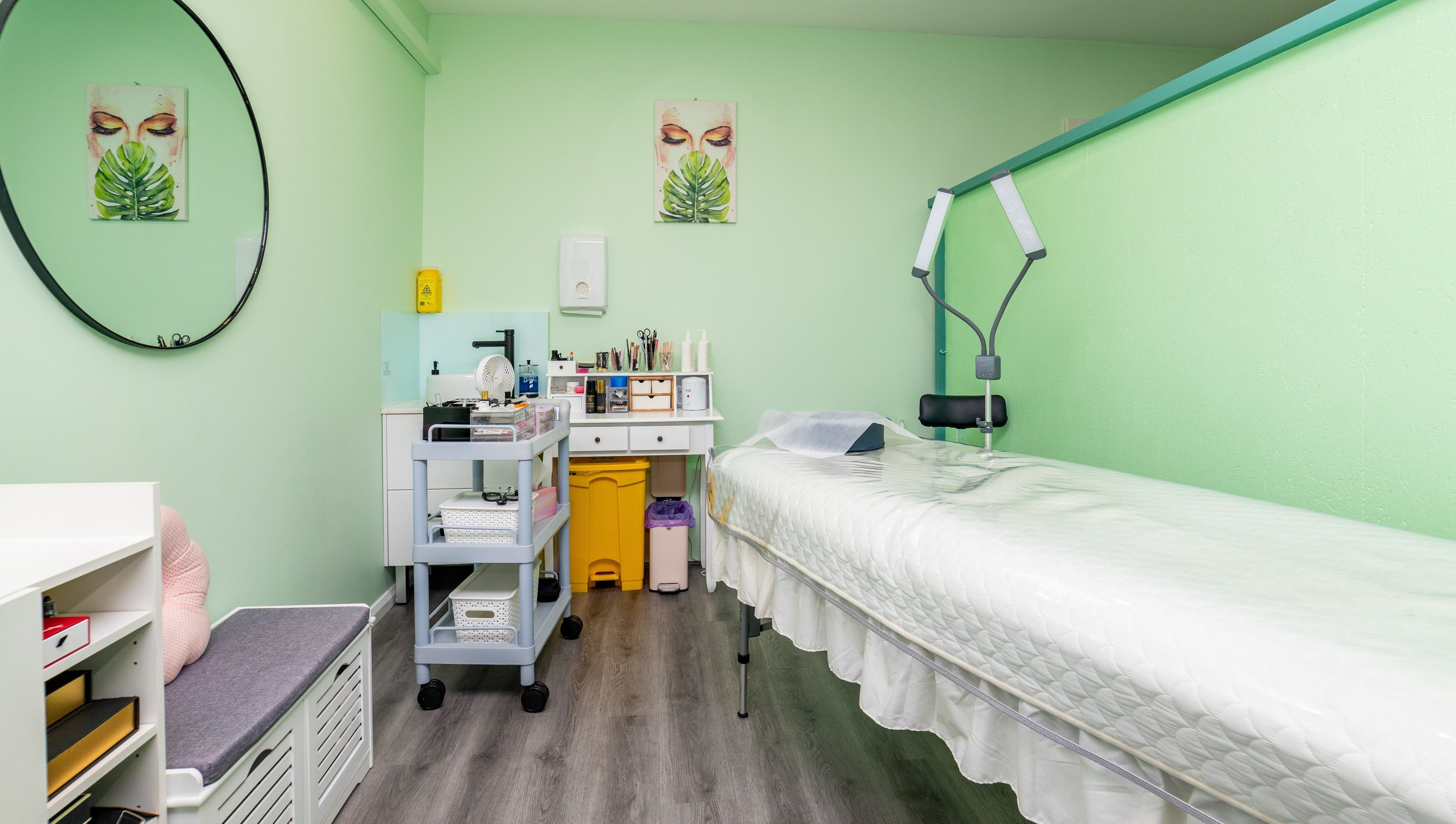 Choi Lash and Brow's calming treatment room in Lane Cove, New South Wales, AU with a relaxing bed setup.