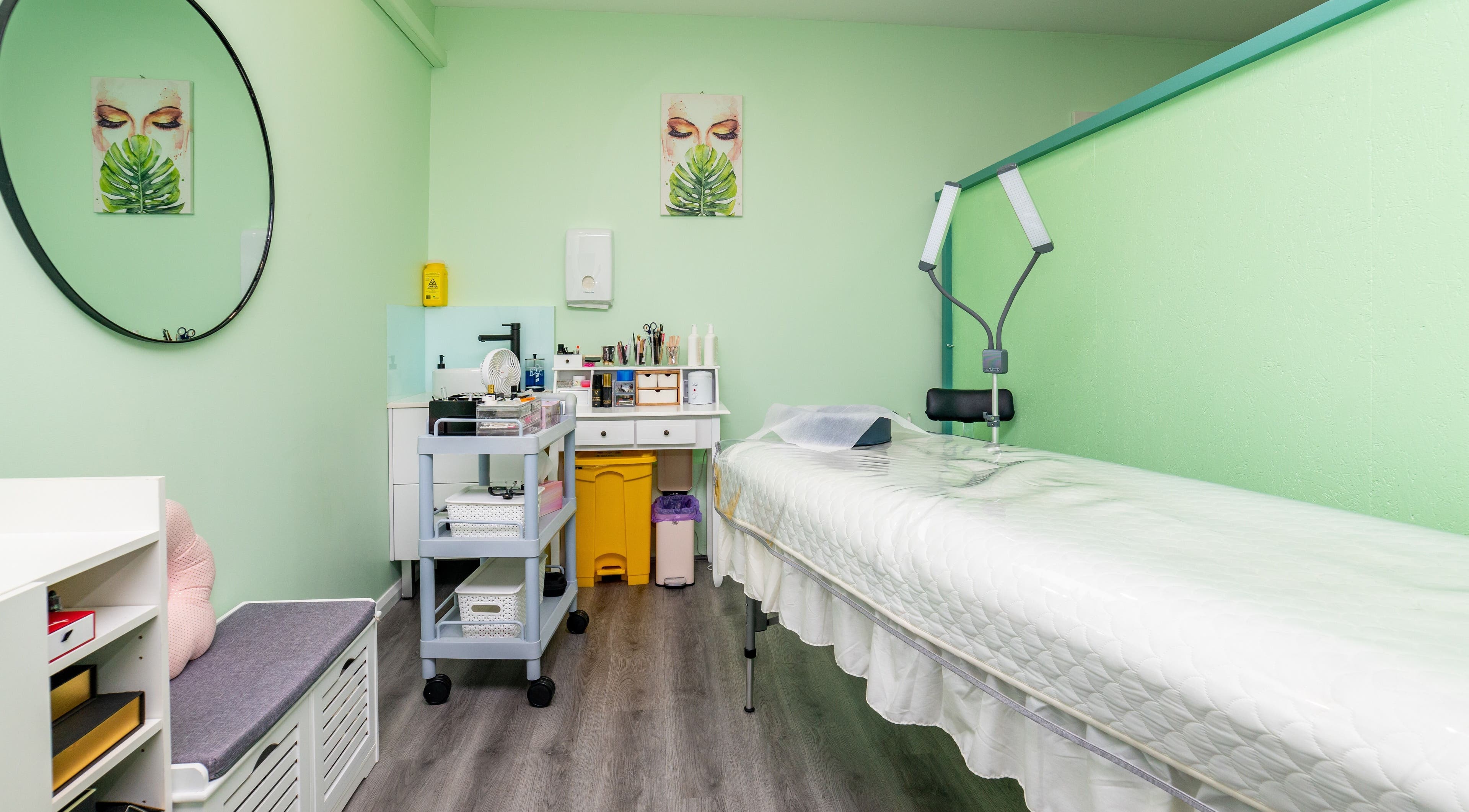 Choi Lash and Brow's calming treatment room in Lane Cove, New South Wales, AU with a relaxing bed setup.