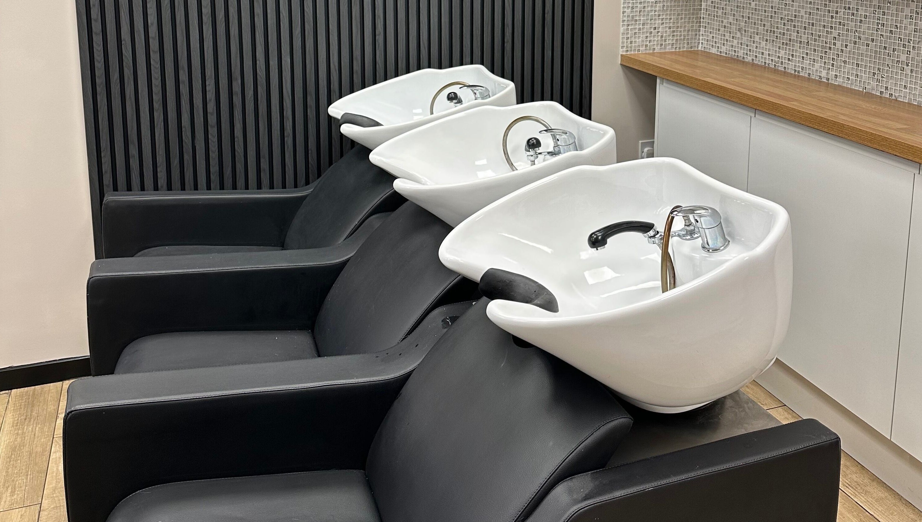 Stylish hair wash stations at Gorgeous Swindon in Blunsdon Saint Andrew, England, GB.