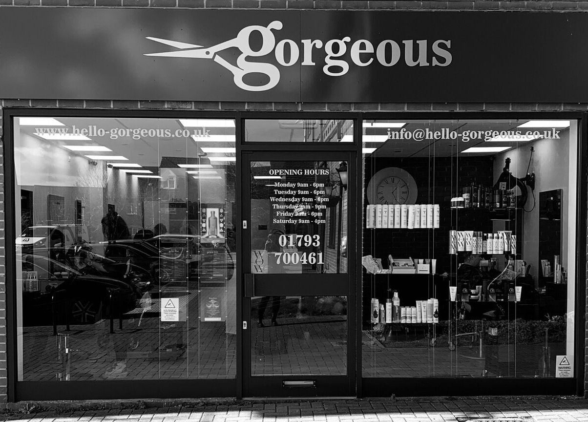 Front view of Gorgeous Swindon salon in Blunsdon Saint Andrew, England, GB, showcasing stylish entrance.