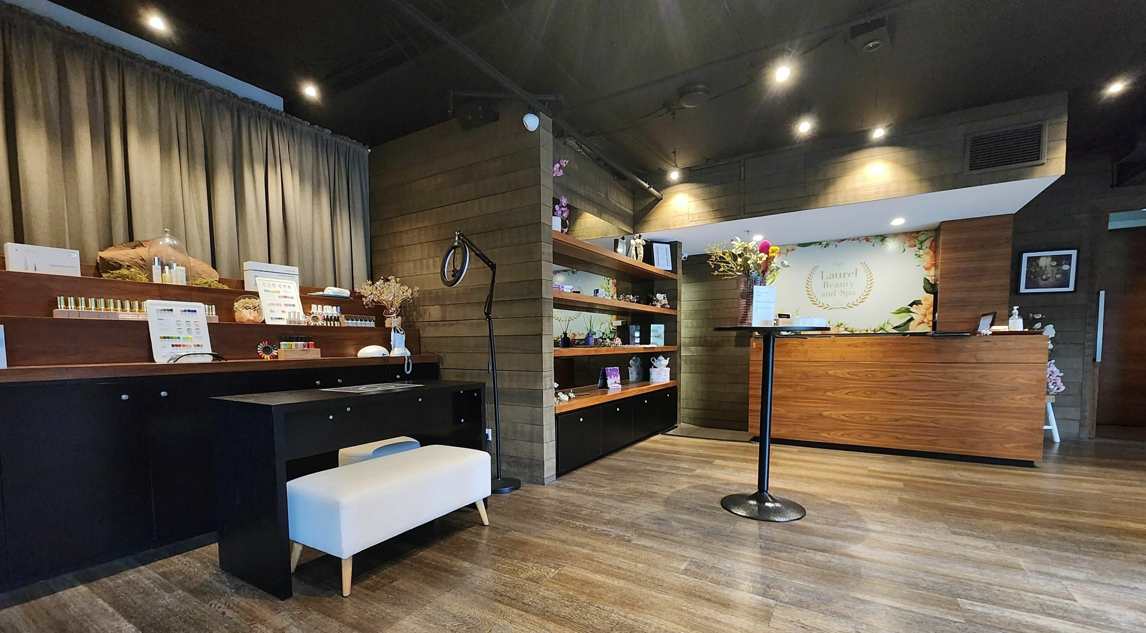 Reception area of Laurel Beauty And Spa in Docklands, Victoria, AU with modern decor and calming ambiance.