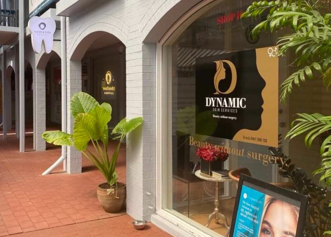 Entrance of Dynamic Skin Services in Crawley, Western Australia, AU with welcoming decor and signage.