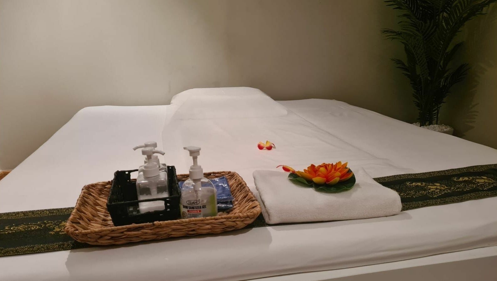 Tranquil massage table setup at Utopia Spa, Dubai, Dubai, AE with soothing ambiance.