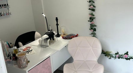 Cozy nail salon setup at Gelsbyar.x, Grays, England, GB, featuring a modern desk and elegant decor.