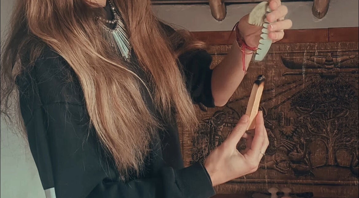 A healing ritual at Shadow Sanctuary Healing, Randburg, Gauteng, ZA with herbal smudging.