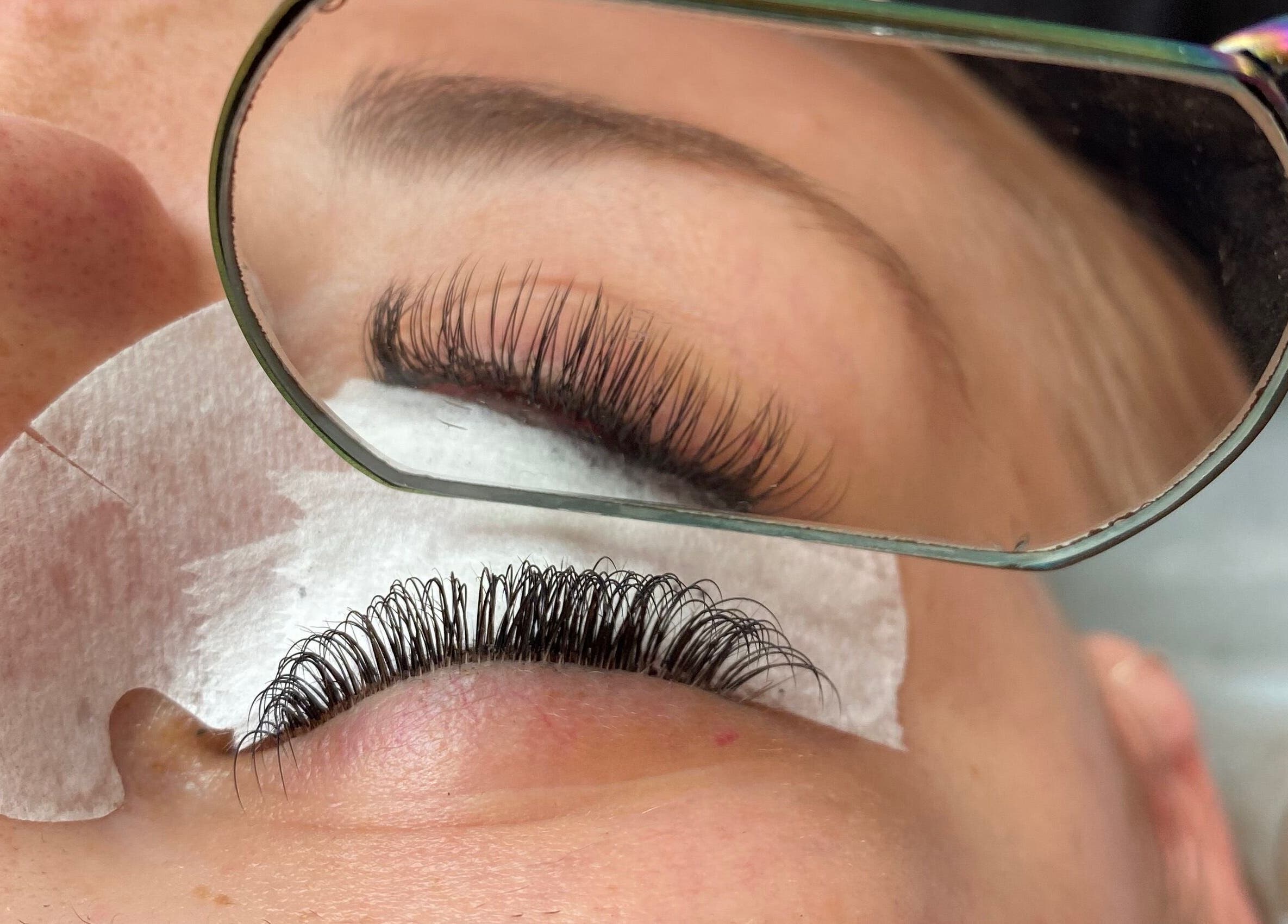 Close-up of detailed lash extensions at Evil Eyes Beauty Studio, Roodepoort, Gauteng, ZA.