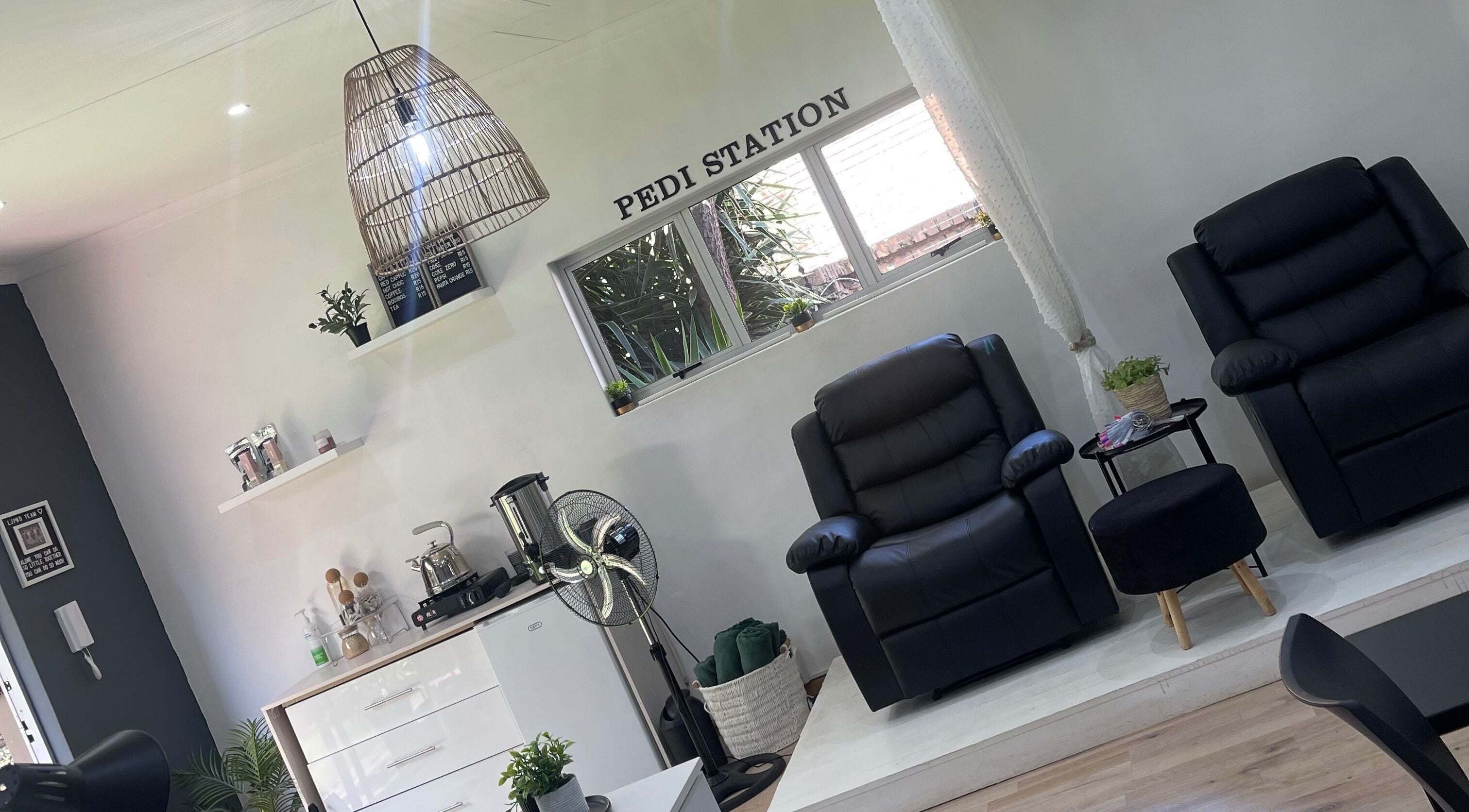 Cozy pedicure chairs at LILYMAE Beauty Esthetics & Co, Alberton, Gauteng, ZA.