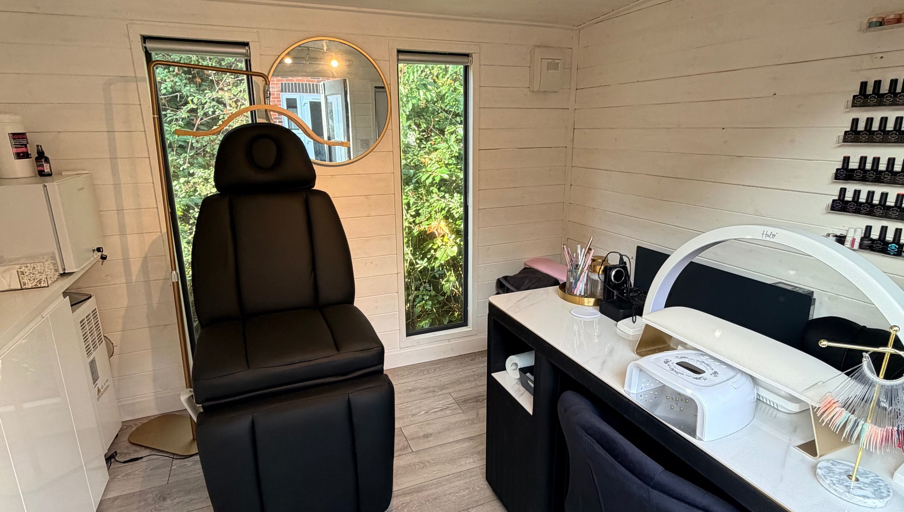 Modern beauty treatment space at L.E Beauty and Aesthetics in Rowlands Castle, England, GB.