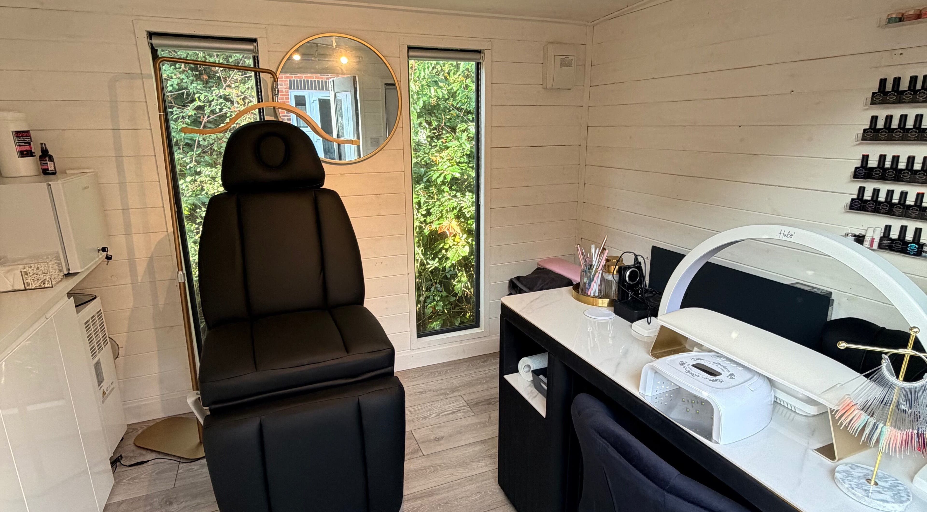 Modern beauty treatment space at L.E Beauty and Aesthetics in Rowlands Castle, England, GB.