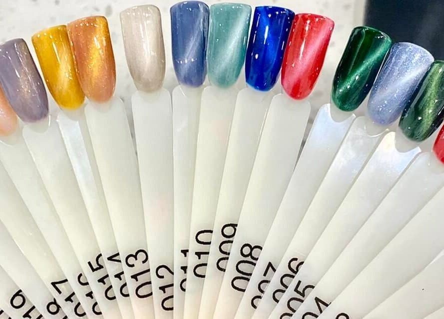 A vibrant array of nail polish colors at BTS Nails & Spa, Aurora, Colorado, US.