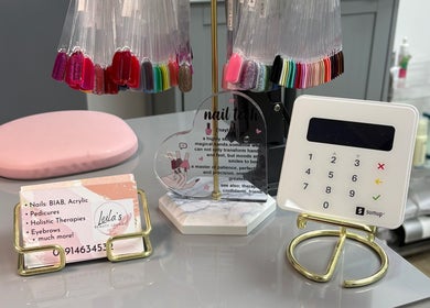 Colorful nail samples at Leila’s Beauty Lounge, Birmingham, England, GB offering top beauty services.
