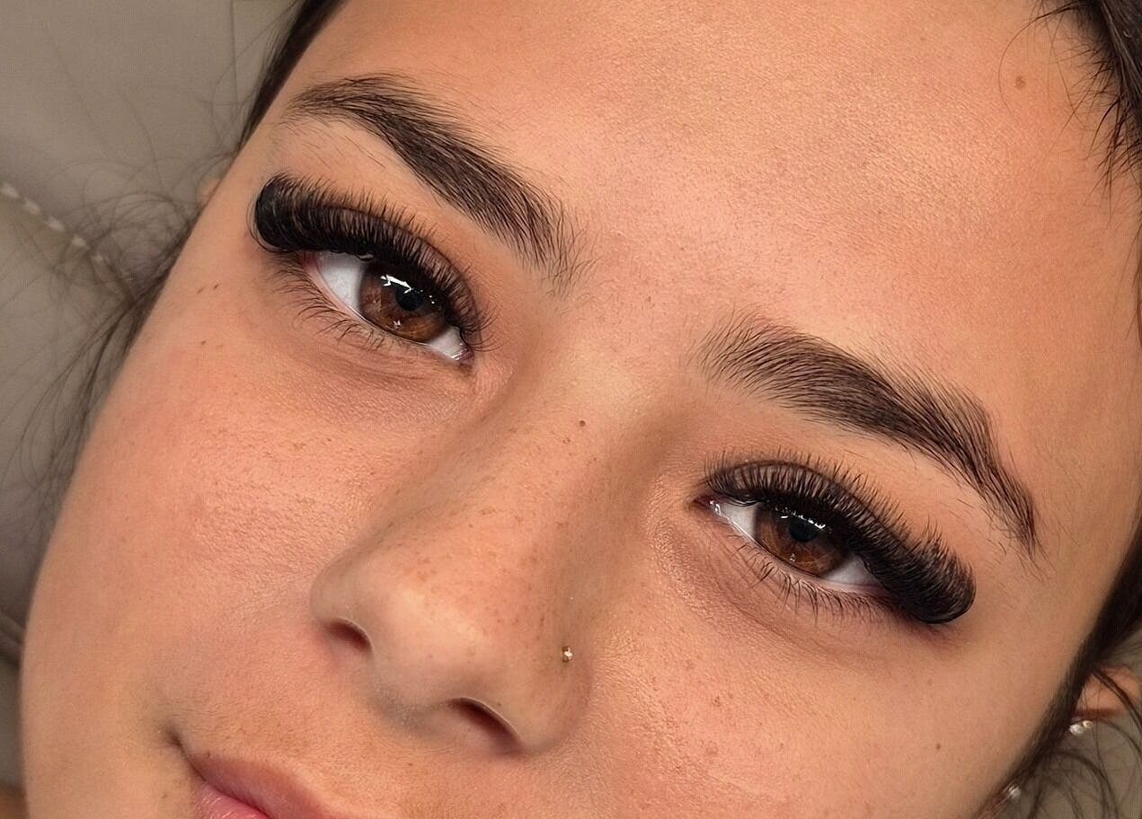 Close-up of eyelash extensions at Lottie's Place - Loganlea, Loganlea, Queensland, AU showcasing detailed artistry.