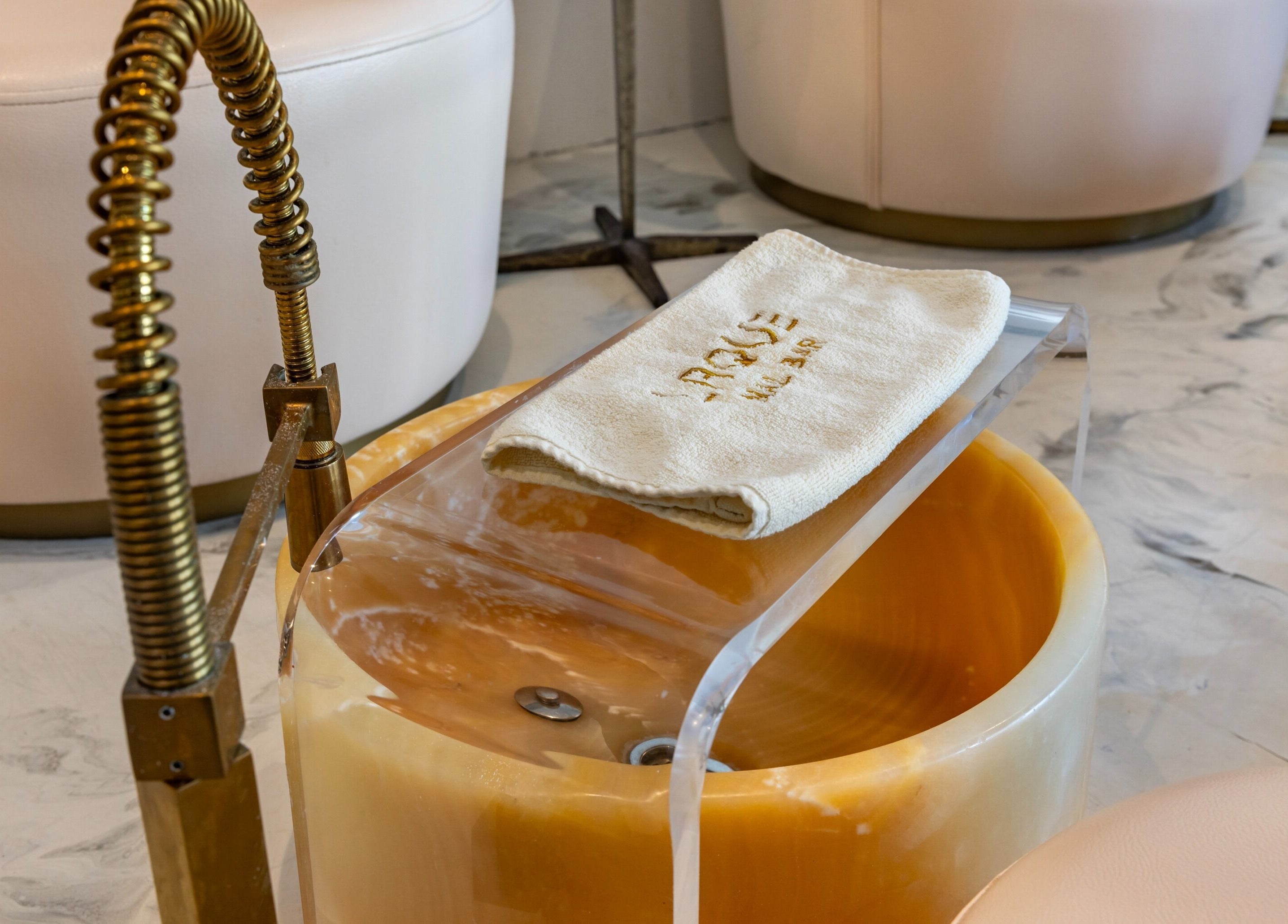 Luxurious pedicure station at Laque Nail Bar - Double Bay, offering a serene spa experience in Double Bay, NSW, AU.