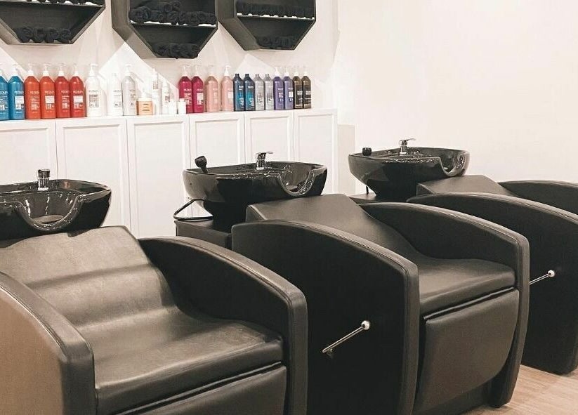 Modern wash stations at Hair Connection Cambridge, Cambridge, Ontario, CA. Stylish and comfortable salon setting.