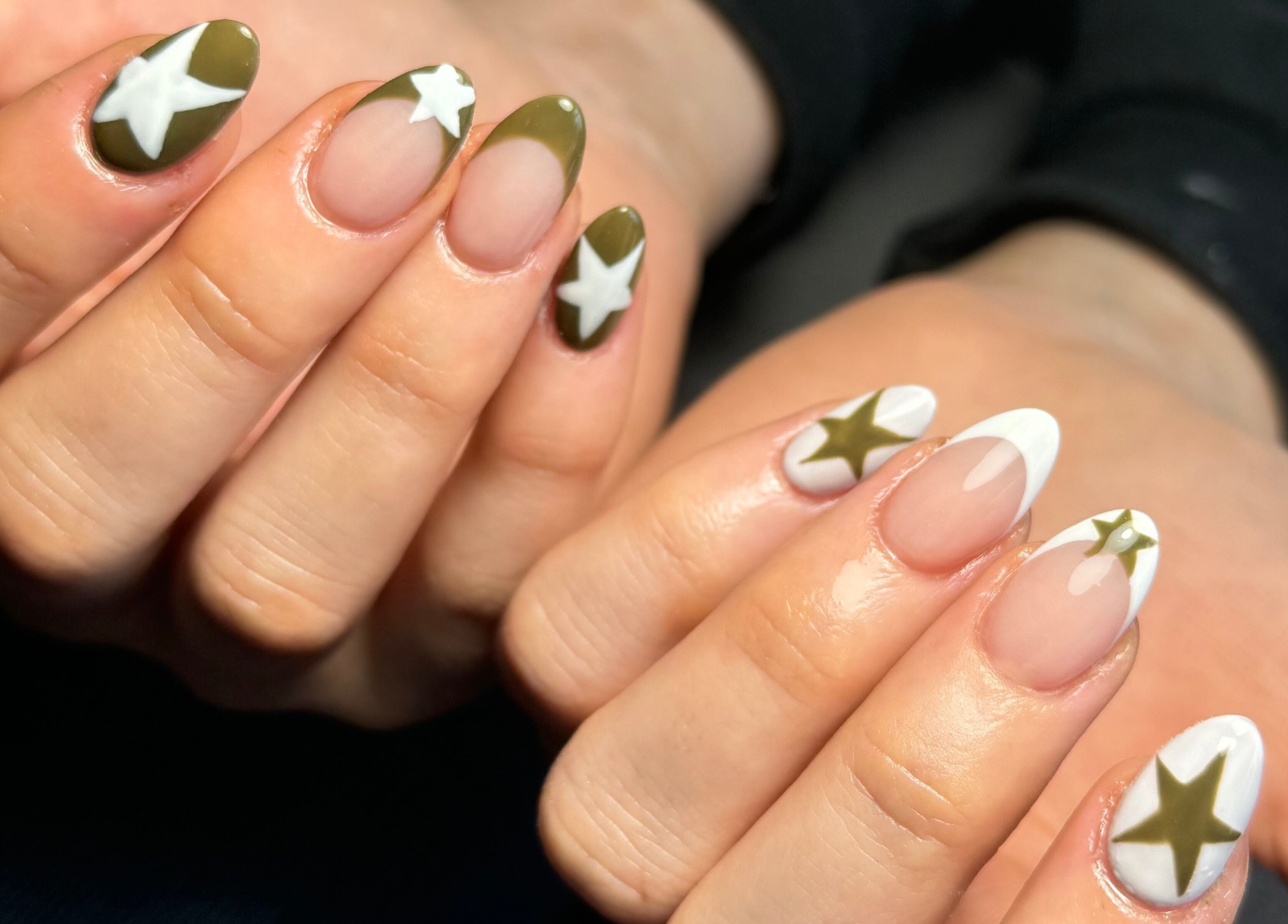 Stylish star-themed nail art at Chloe Elizabeth - Nails and Beauty in Helsby, England, GB.