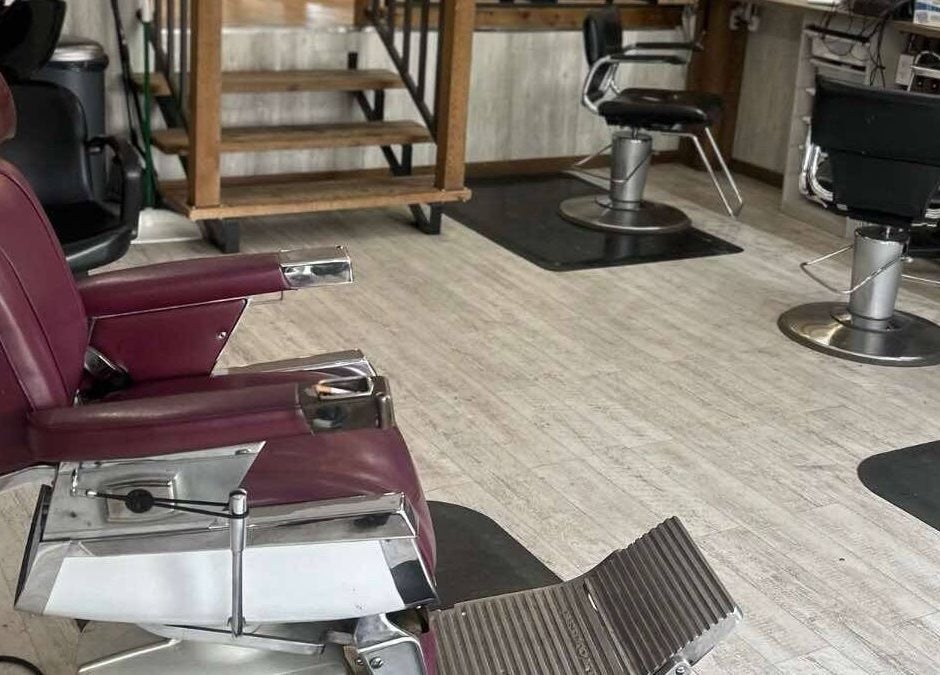 Classic barber chairs at Parlur Cosmetology Salon & Spa, Winnipeg, Manitoba, CA, offering a retro look.