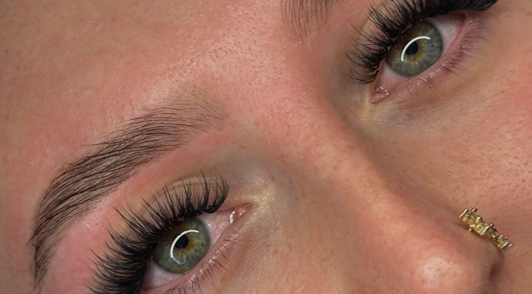 Close-up of expertly styled eyelashes at MaeKup by Ellie in Pontefract, England, GB.
