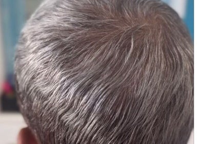 Close-up of gray hair at Nspyre in Bridgetown, Christ Church, BB, showcasing natural texture and color.