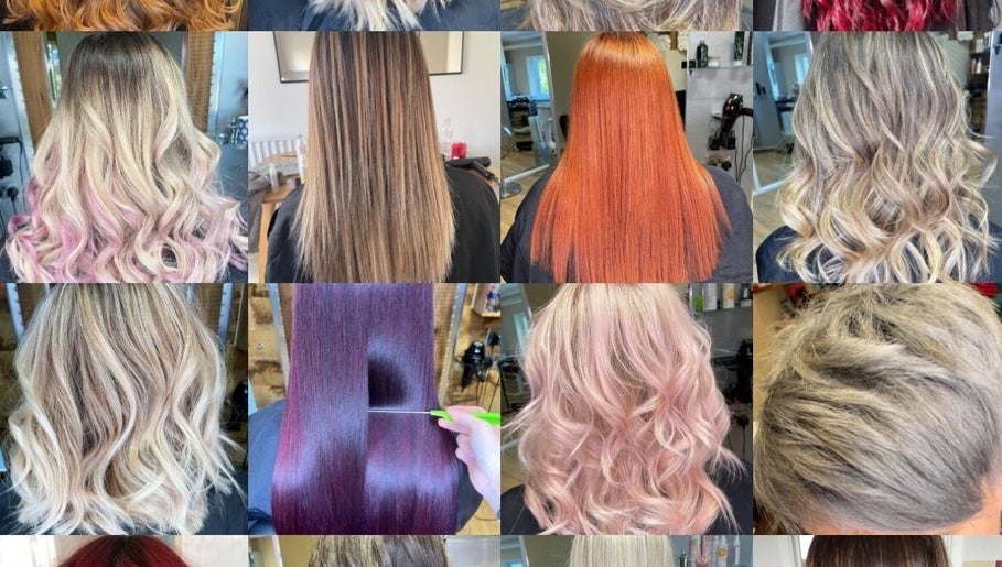 A collage of vibrant hairstyles at TammyBeard_Hair, Your location, England, GB showcasing diverse hair colors and textures.