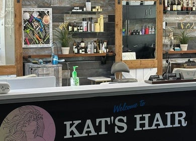 Kat’s Hair Studio - Palm Harbor reception area showcasing stylish decor in Palm Harbor, Florida, US.
