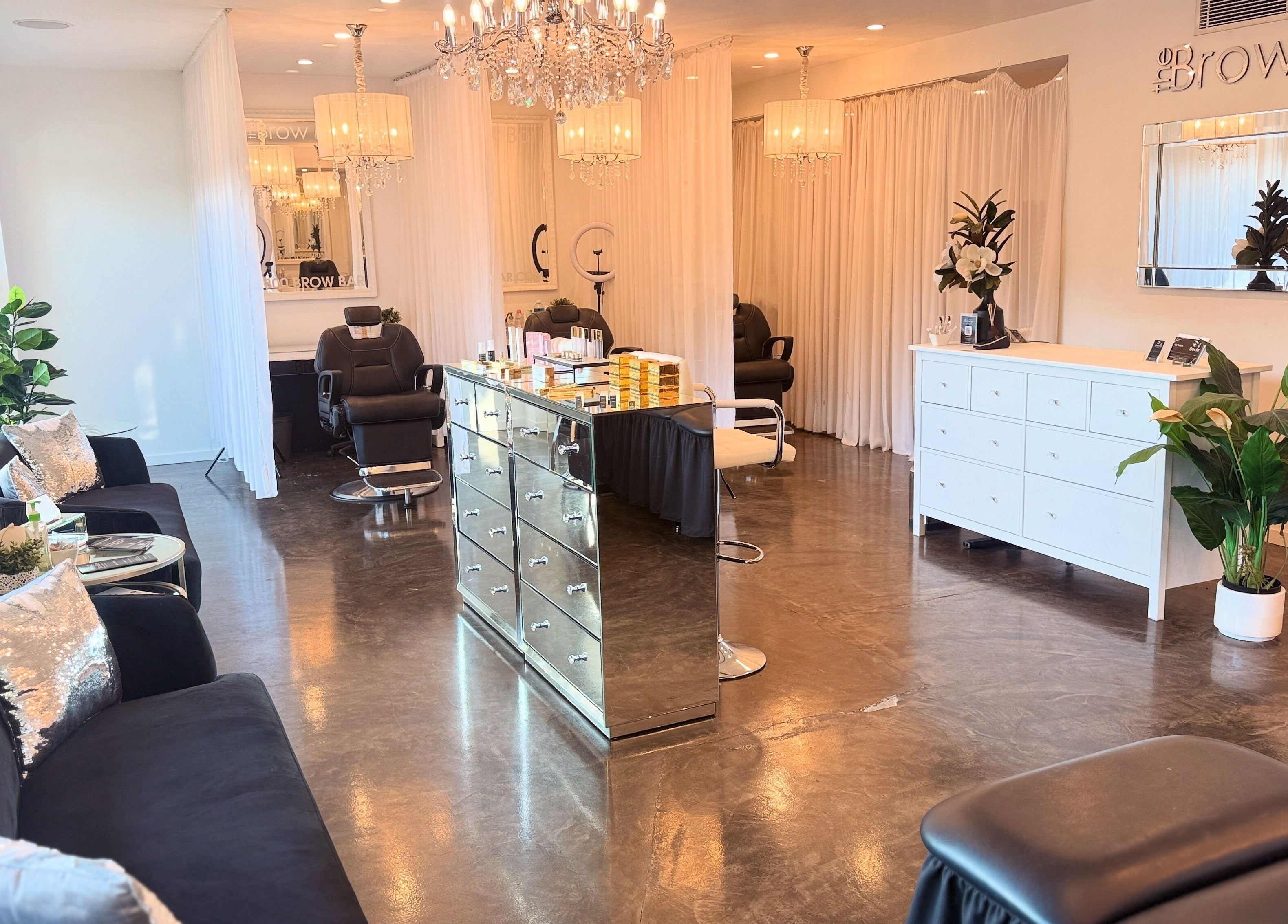 Luxurious interior of The Brow Bar Newstead, Newstead, Queensland, AU with chic decor and comfortable seating.