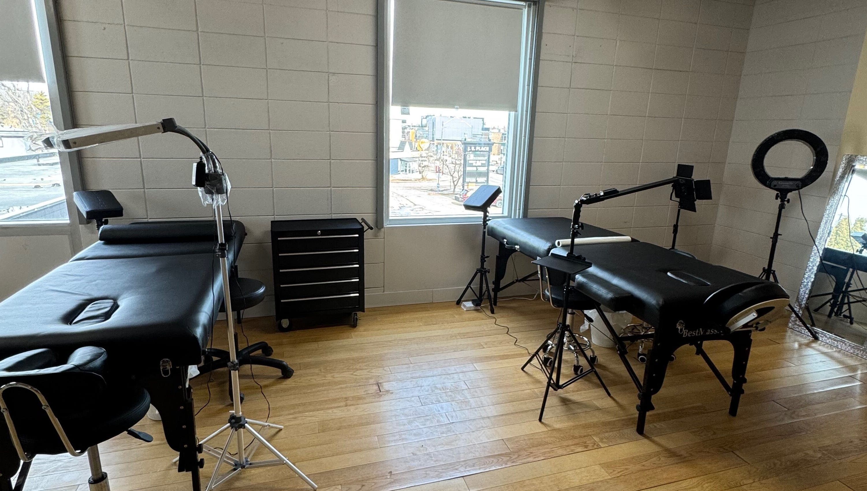 Tattoo room at JPMU by Palette, featuring two workstations in Edmonton, Alberta, CA.