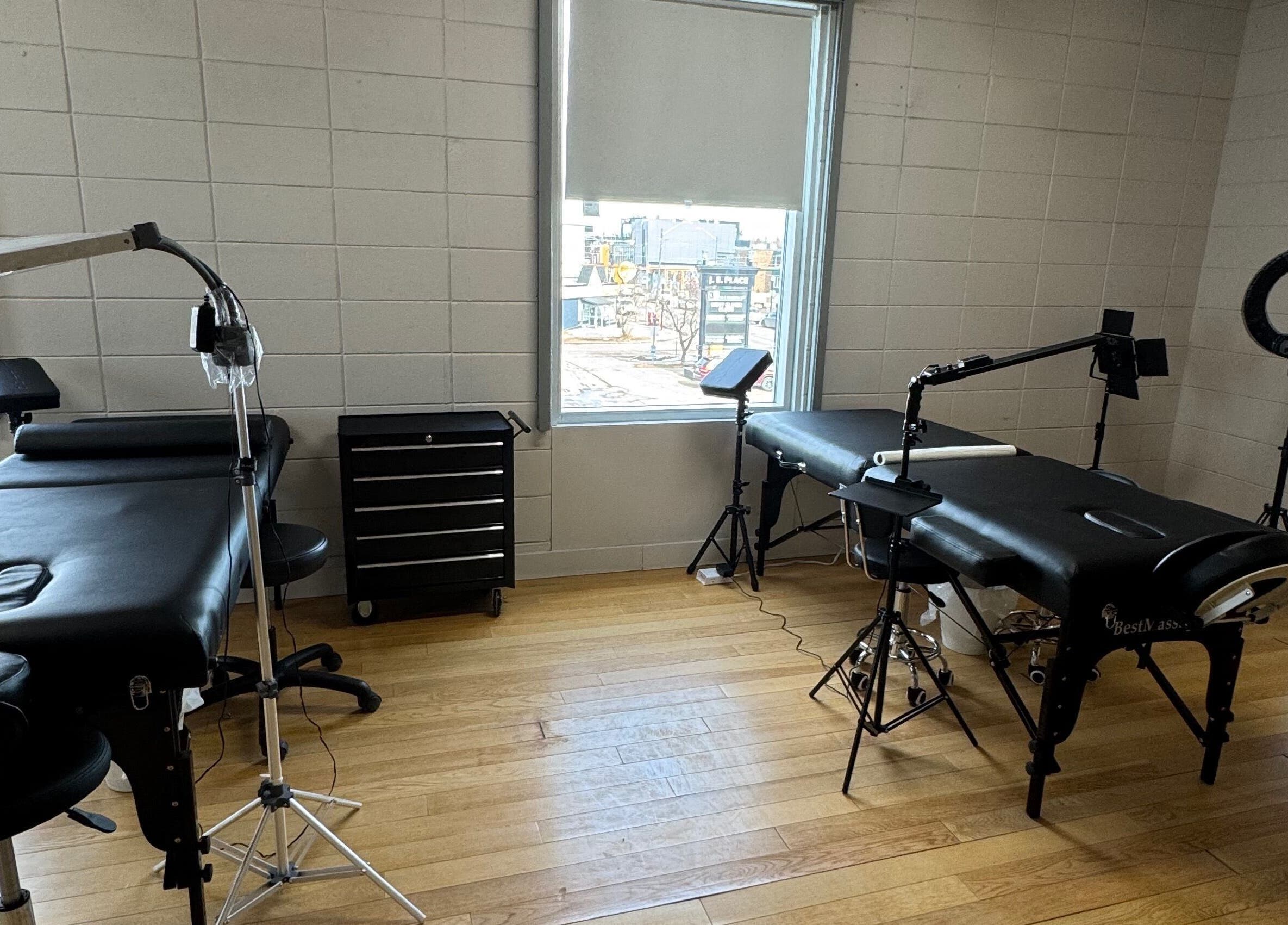 Tattoo room at JPMU by Palette, featuring two workstations in Edmonton, Alberta, CA.