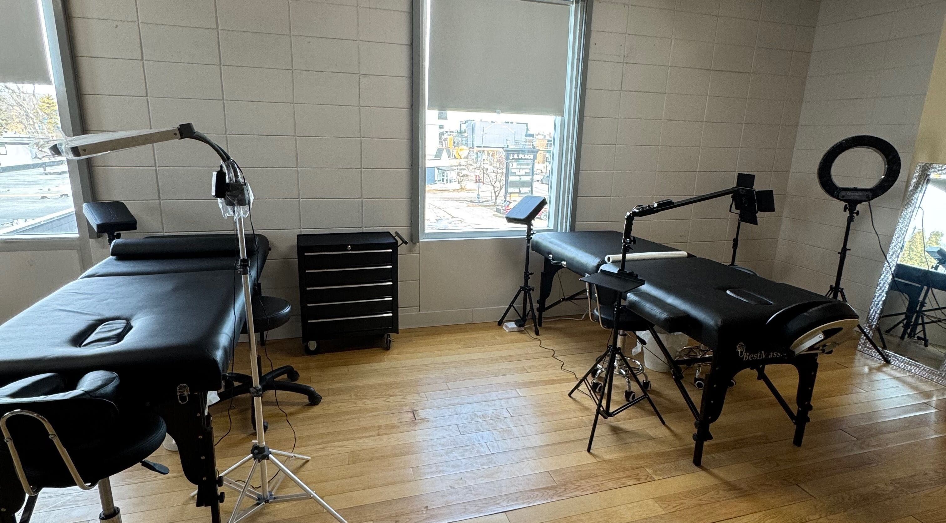 Tattoo room at JPMU by Palette, featuring two workstations in Edmonton, Alberta, CA.