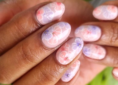 Floral nail art by Nails by Chanelle in Westville, KwaZulu-Natal, ZA showcasing pastel petals.