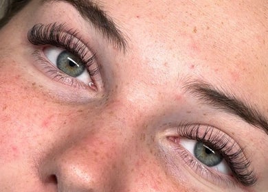 Close-up of a fresh eyelash extension at Beauty Lane Tamworth in Tamworth, New South Wales, AU.