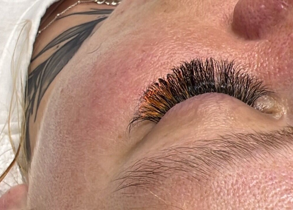 Close-up of eyelash extensions at Dollface Beauty by Beth in Lostock Hall, England, GB.