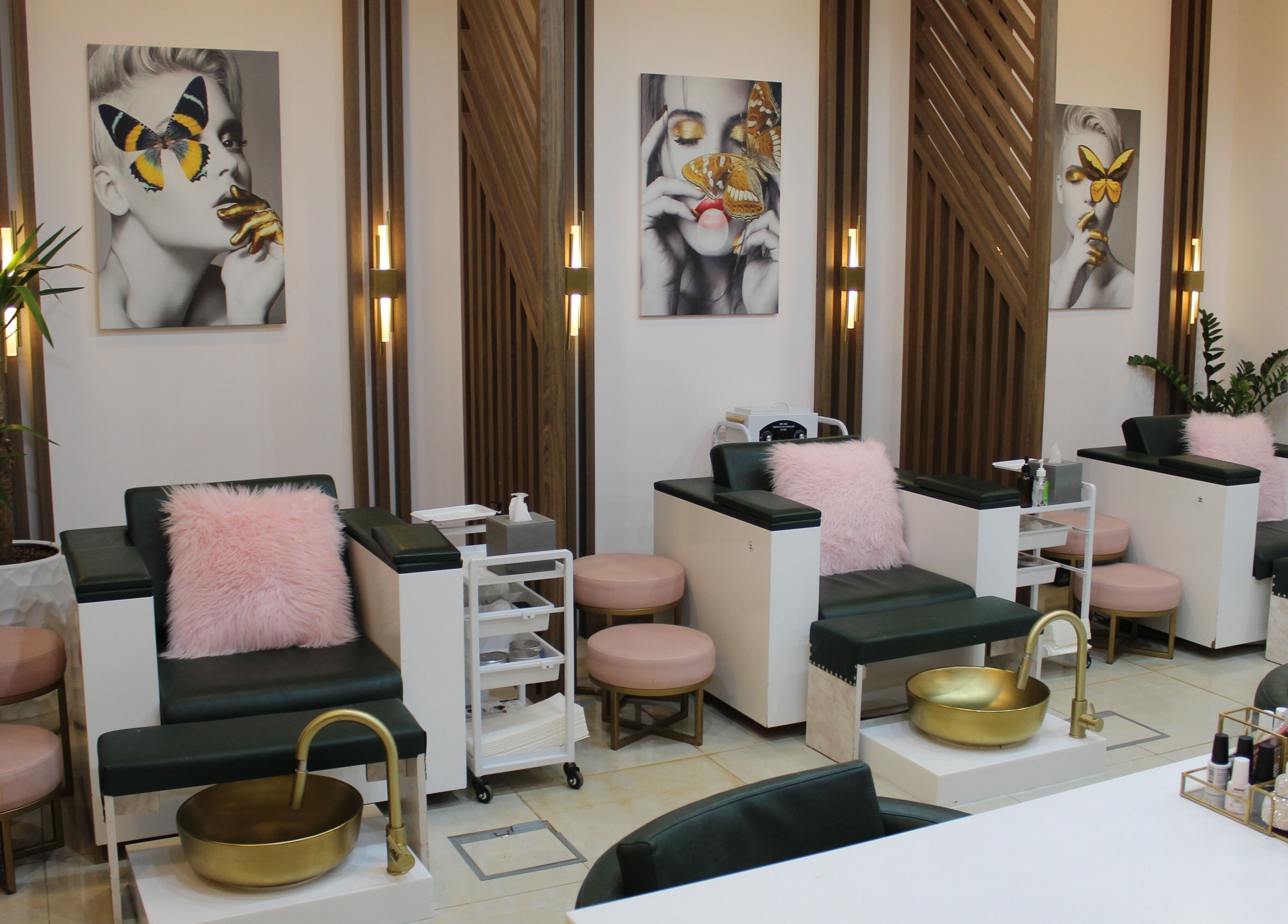 Luxury seating arrangement at Royal Nails Salon, Dubai, Dubai, AE, featuring stylish decor and comfort.