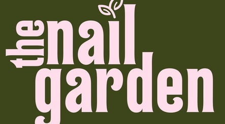 The Nail Garden logo in pink on green background, Lansing, Michigan, US.