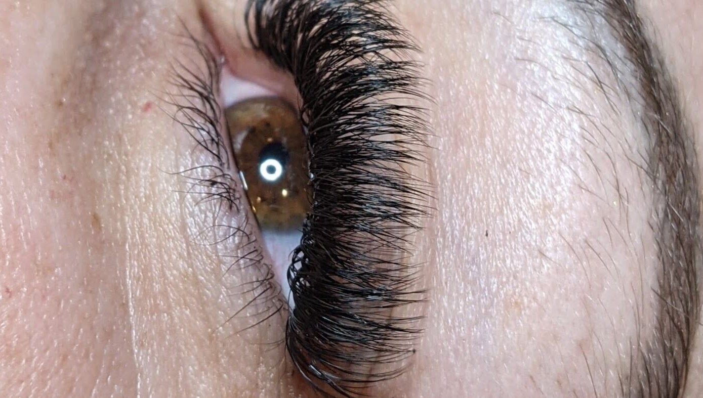 Close-up of eyelash extensions at Claire'ity Care, Blackfalds, Alberta, CA.