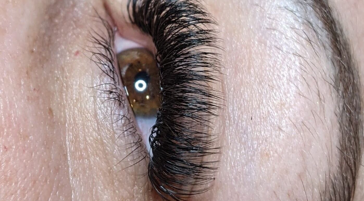 Close-up of eyelash extensions at Claire'ity Care, Blackfalds, Alberta, CA.