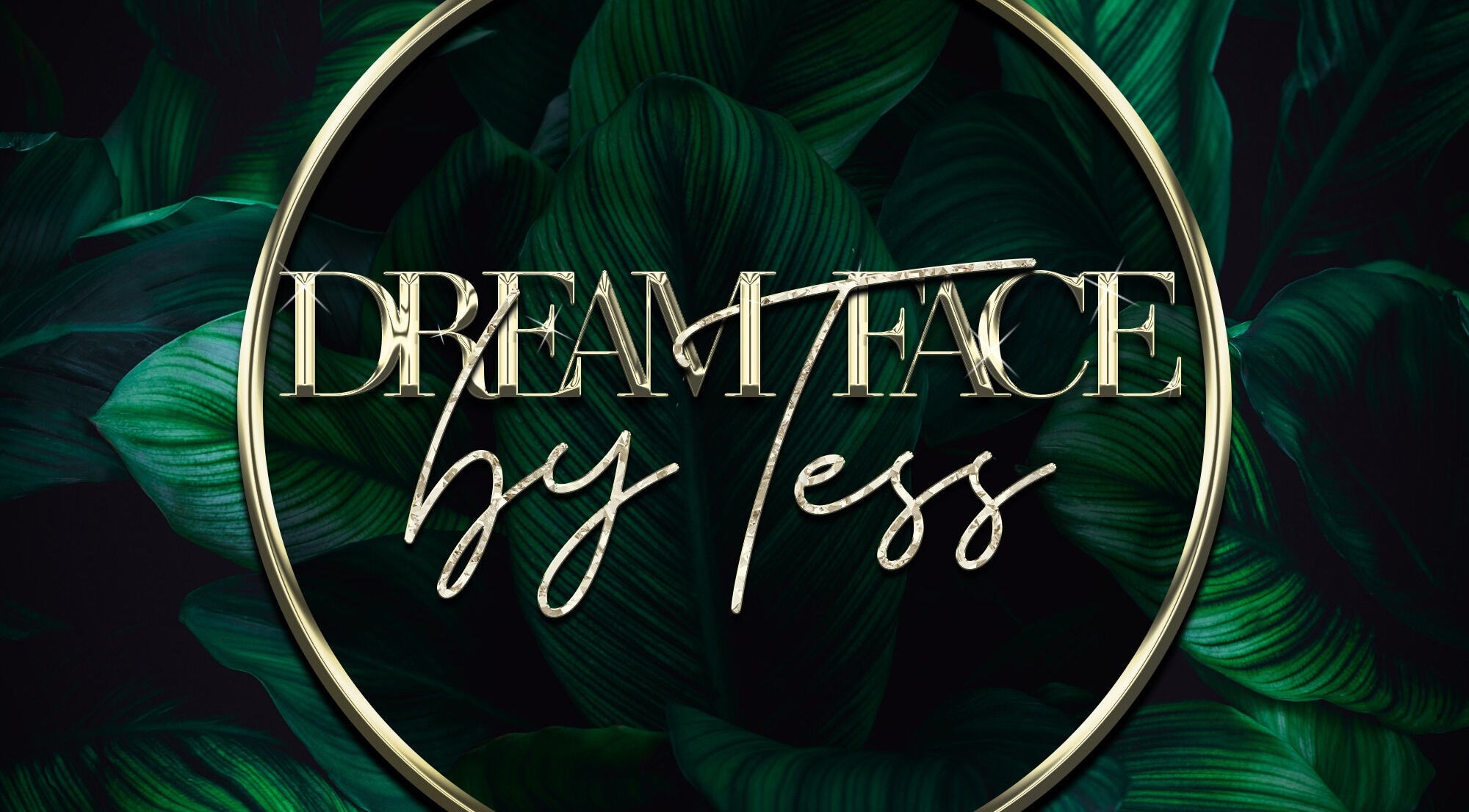 Dream Face by Tess Studio logo with elegant green leaves, Manea, England, GB.