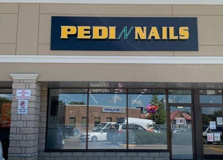 Front view of Pedi N Nails - Hespeler Cambridge at Cambridge, Ontario, CA showcasing entrance and signage.