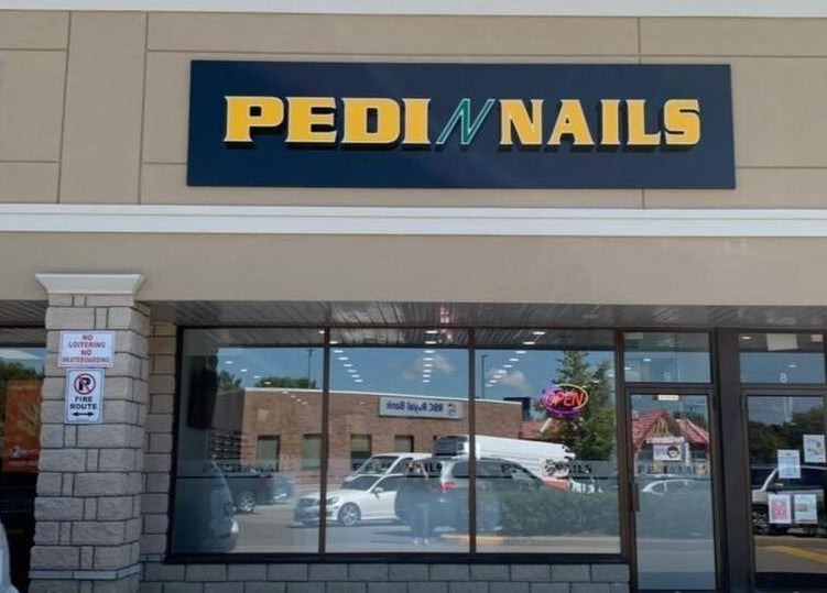 Front view of Pedi N Nails - Hespeler Cambridge at Cambridge, Ontario, CA showcasing entrance and signage.