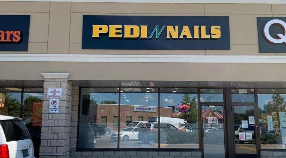 Front view of Pedi N Nails - Hespeler Cambridge at Cambridge, Ontario, CA showcasing entrance and signage.