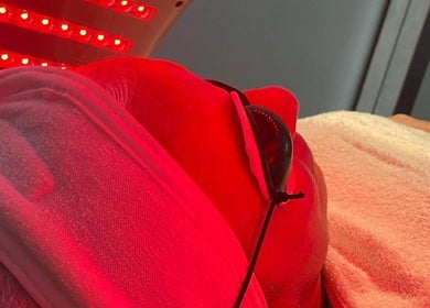 LED light therapy session at Luxe Beauty Bar Sydney, Earlwood, New South Wales, AU for skin rejuvenation.