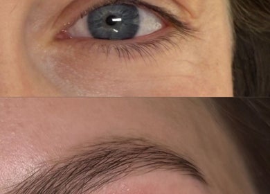 Close-up of eyebrow enhancement at Brows By Poppy, Brentwood, England, GB.
