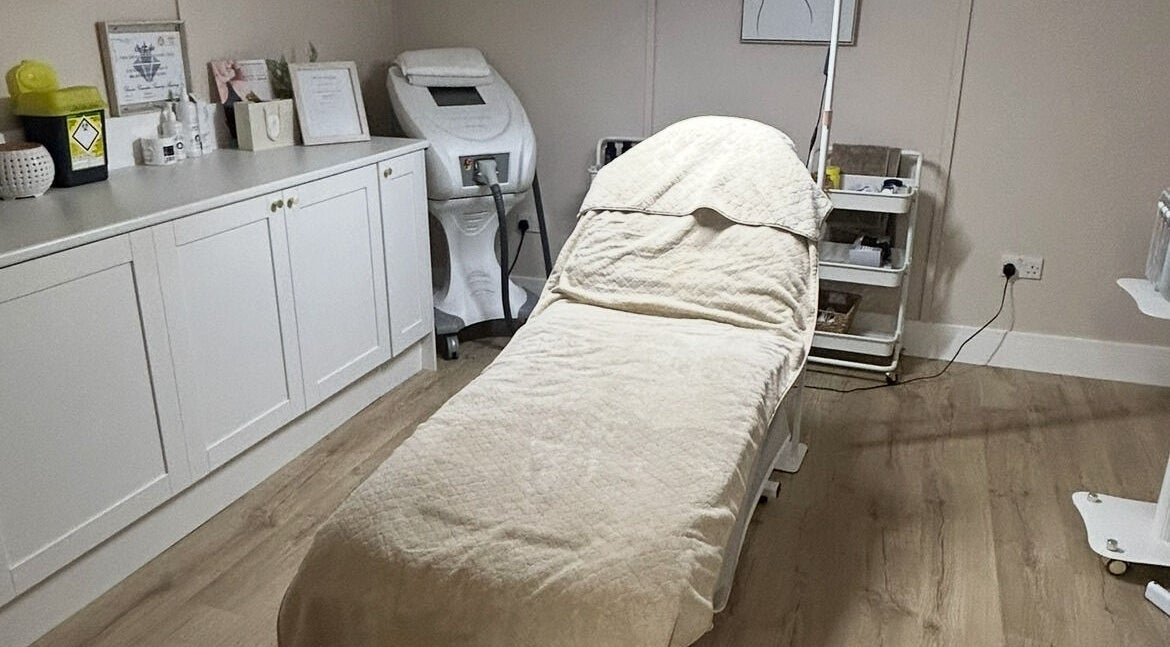 Cozy treatment room at Una Jones Aesthetic & Skin Clinic, Kelvedon, England, GB.