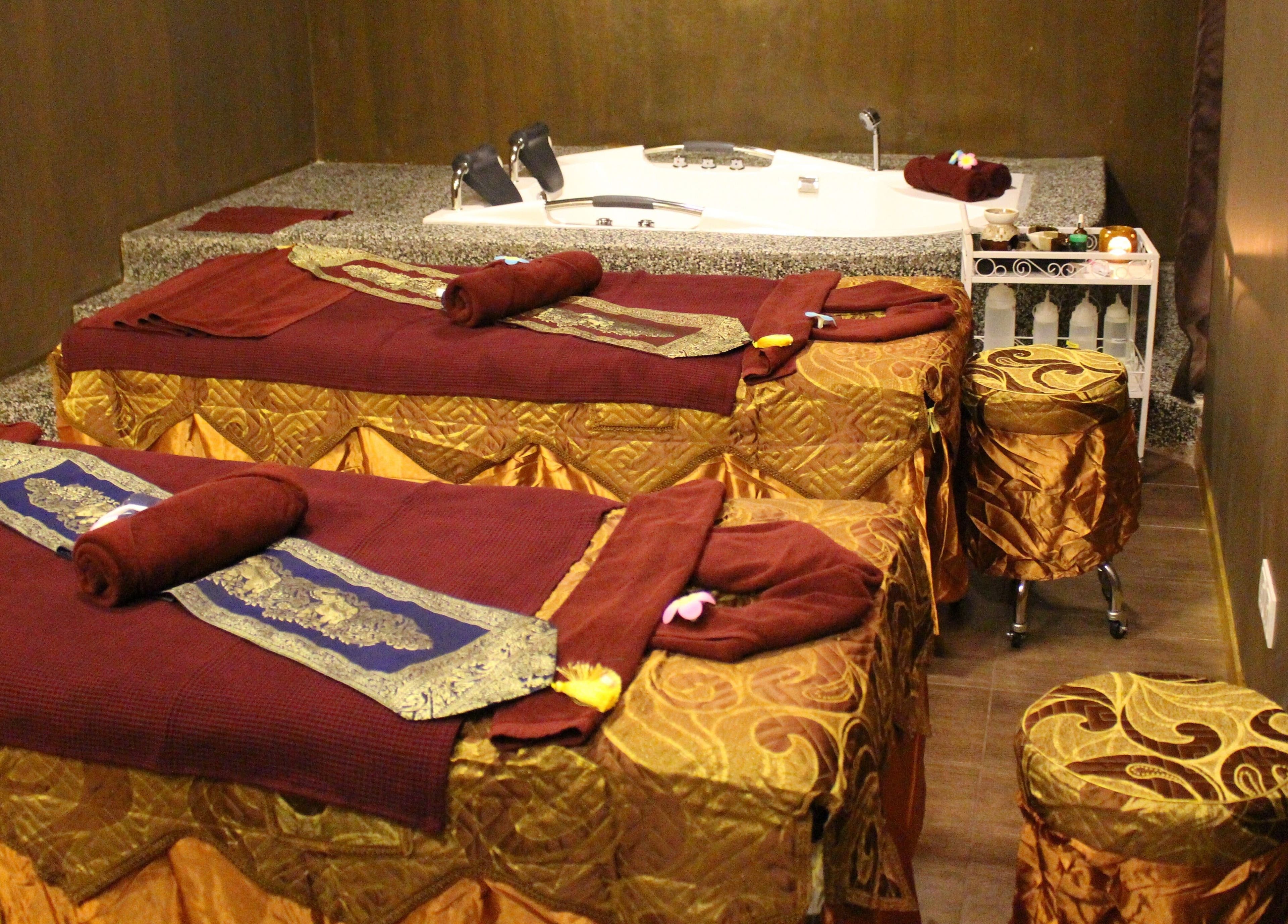 Luxurious massage beds at Siam Wellness Centre and Family Spa in Cheras, Selangor, MY.