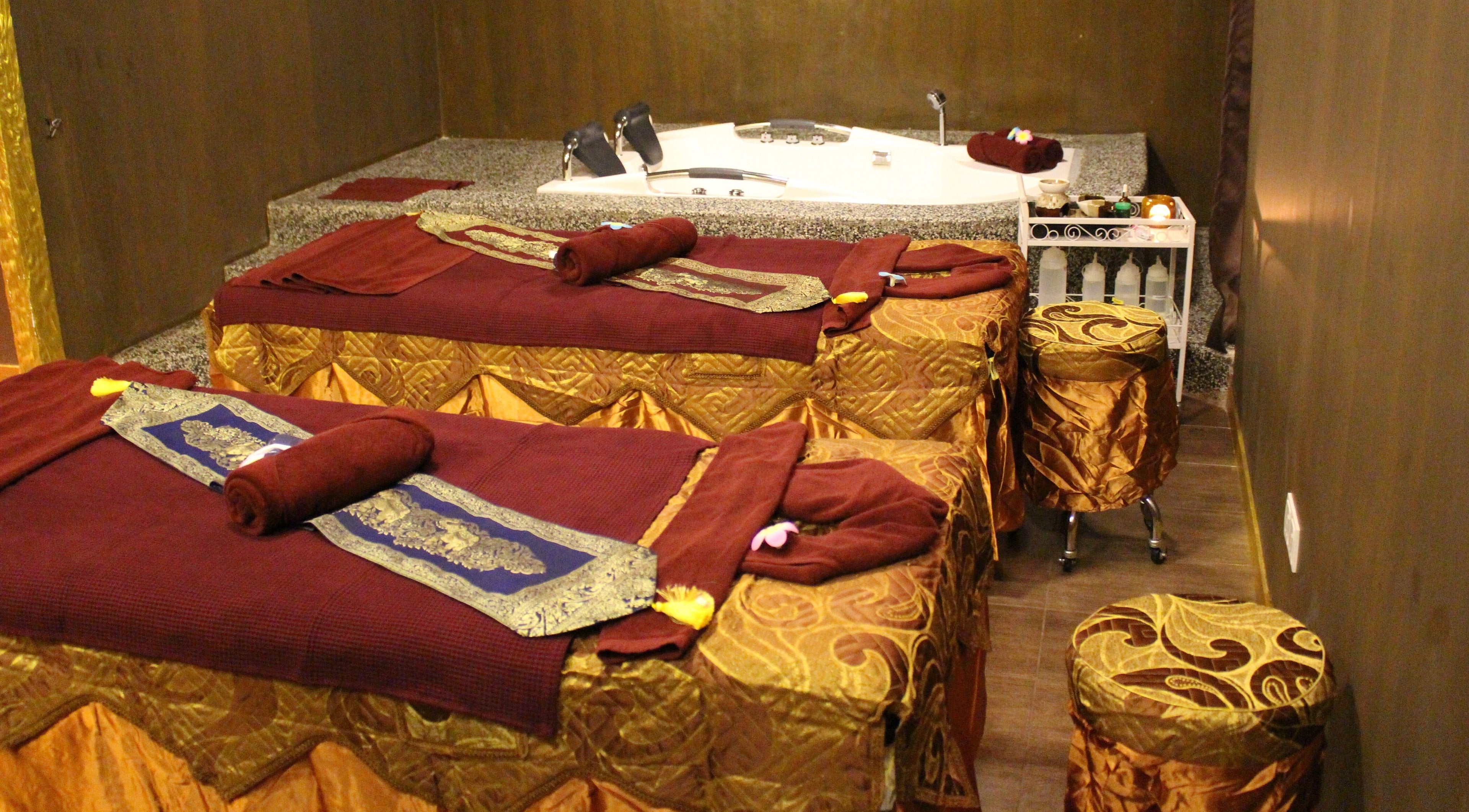 Luxurious massage beds at Siam Wellness Centre and Family Spa in Cheras, Selangor, MY.