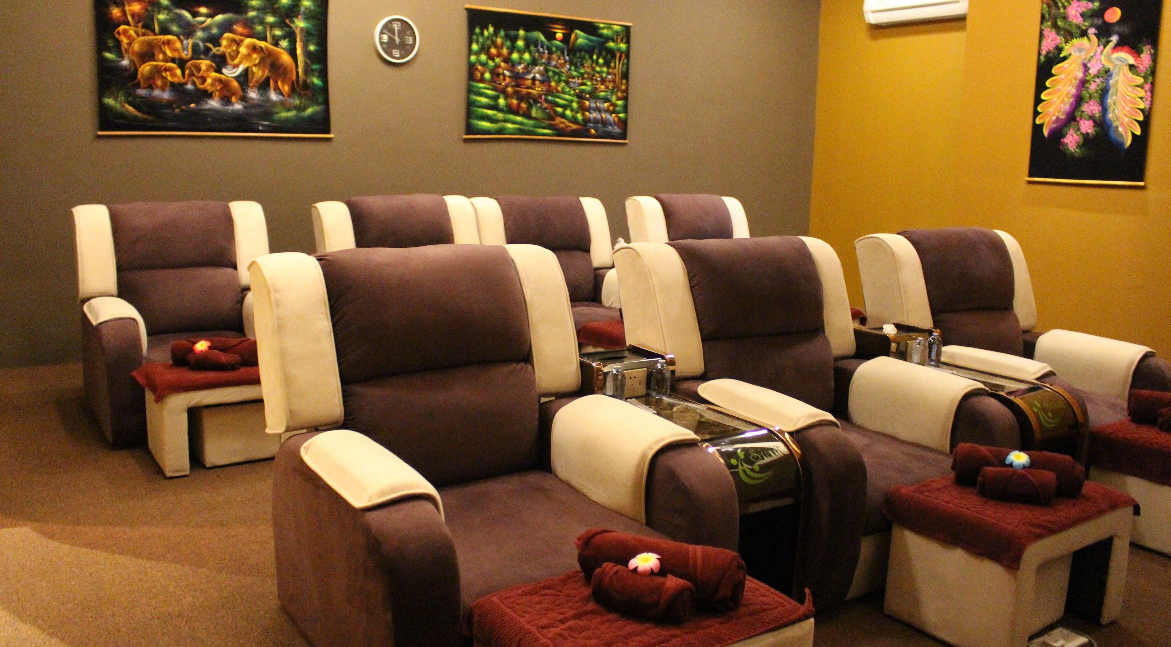 Cozy massage chairs at Siam Wellness Centre and Family Spa, Cheras, Selangor, MY with calming decor.