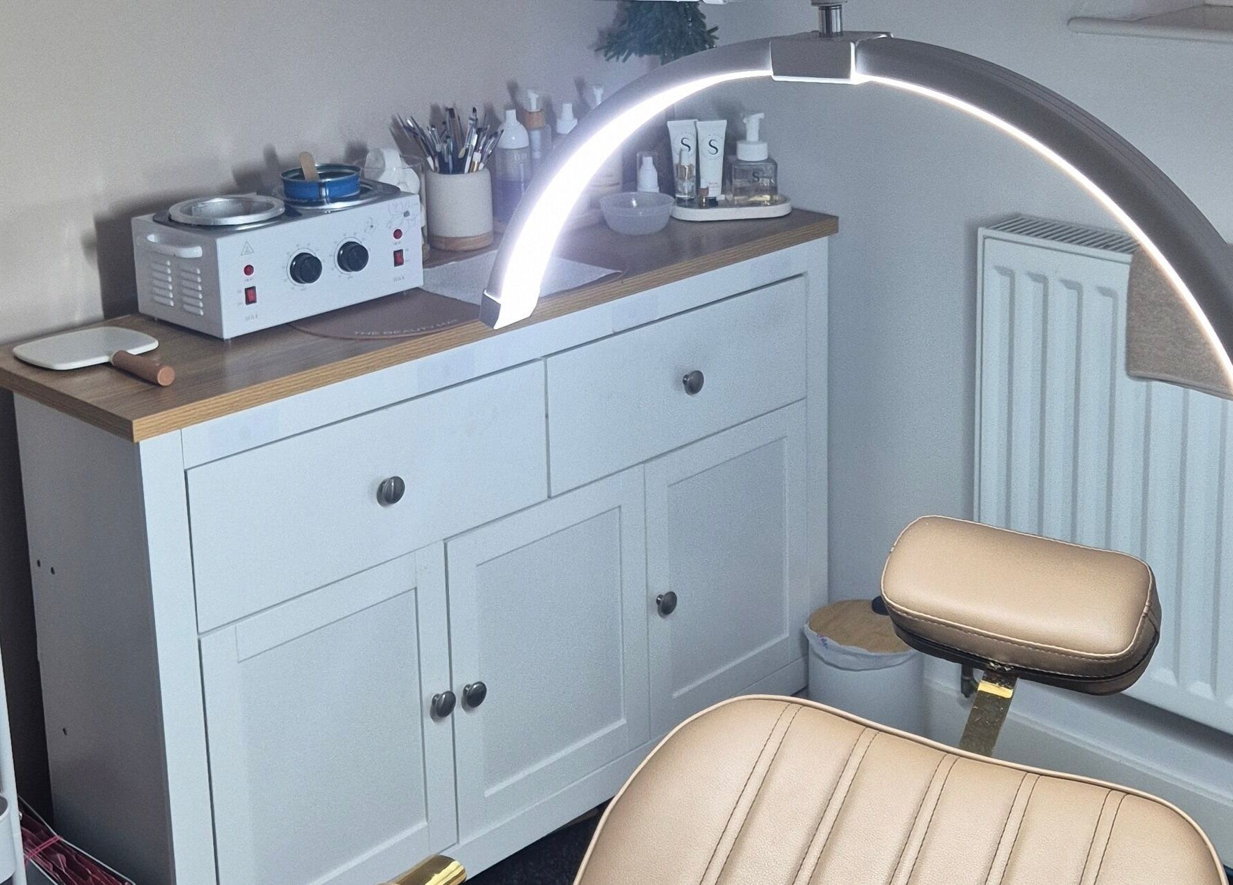 Cozy beauty station at Nicola Battle - The Little Brow Room, Scarborough, England, GB, featuring a chic setup.