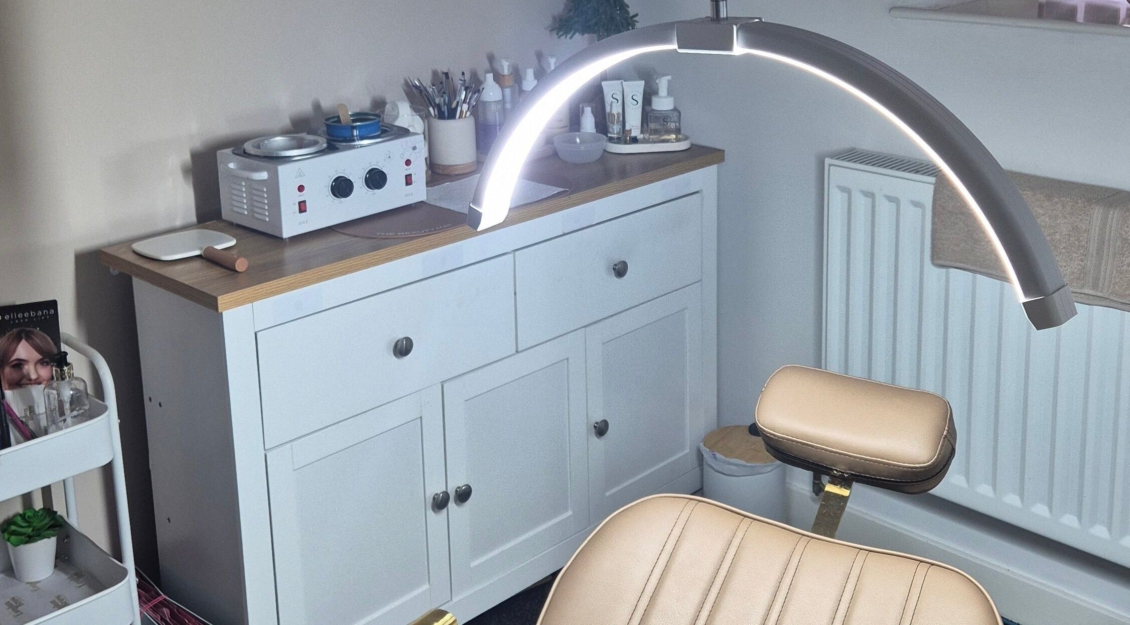 Cozy beauty station at Nicola Battle - The Little Brow Room, Scarborough, England, GB, featuring a chic setup.