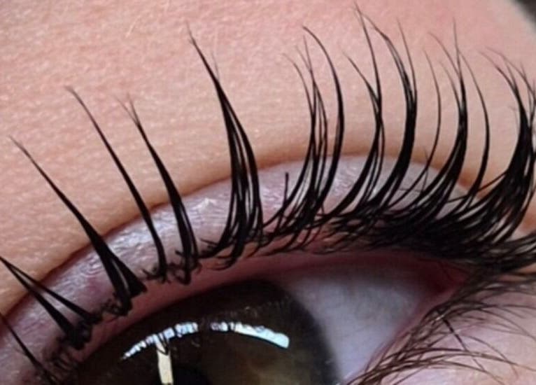Close-up of lashes at Nicola Battle - The Little Brow Room, Scarborough, England, GB.