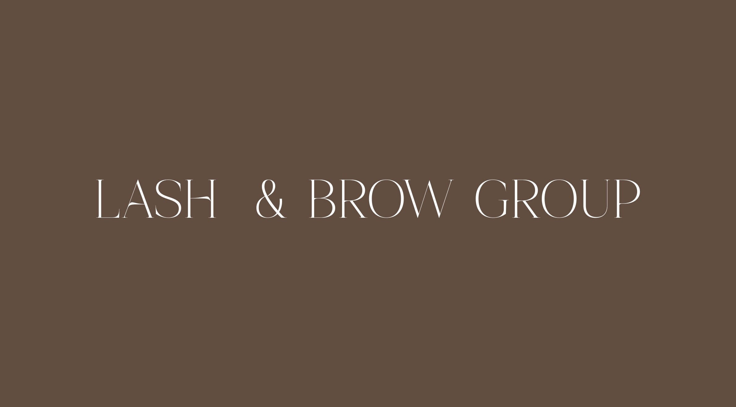 The Lash and Brow Group logo in elegant brown, Albury, New South Wales, AU.